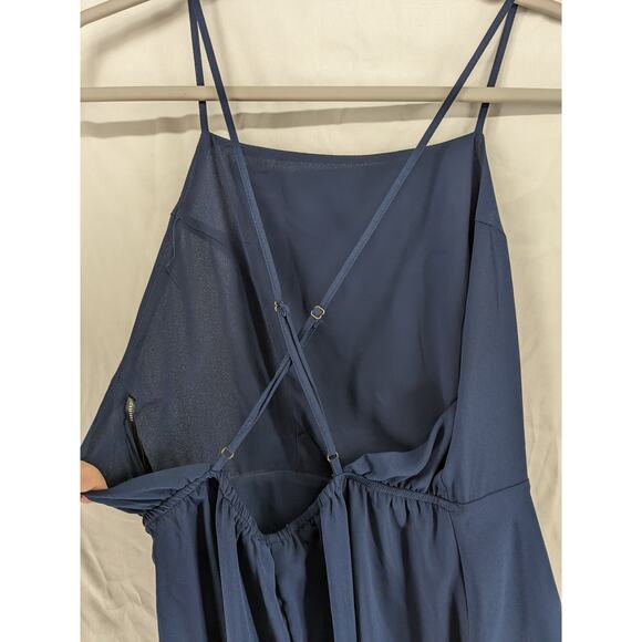 Forever 21 Sundress L Navy Blue Juniors Mini Sleeveless Crisscross Back Dress - Picture 4 of 9